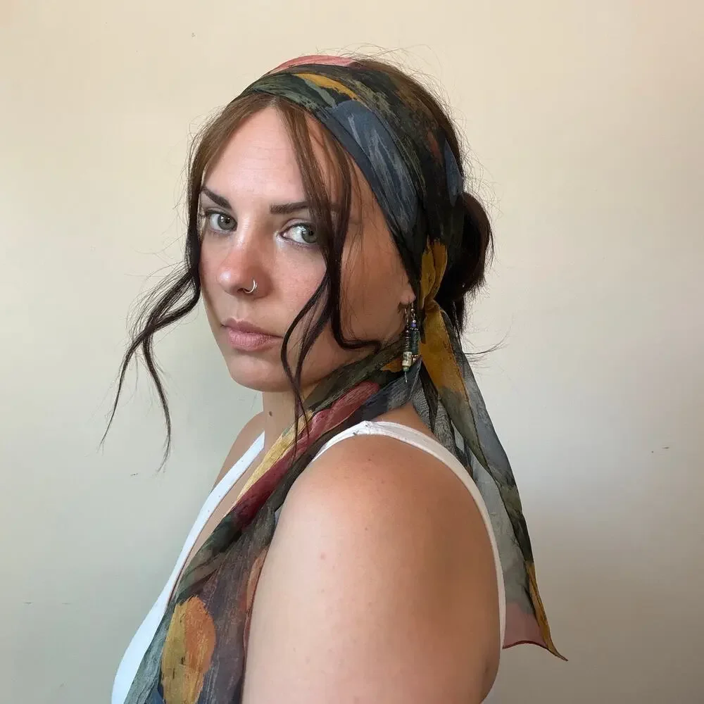 Vintage Floral Watercolor Tulips Headscarf